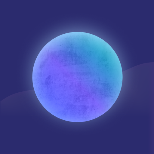 Transcend NMVC app icon - a circle with a gradient of purple to light teal on a background of purpleish-black evoking a planet in space