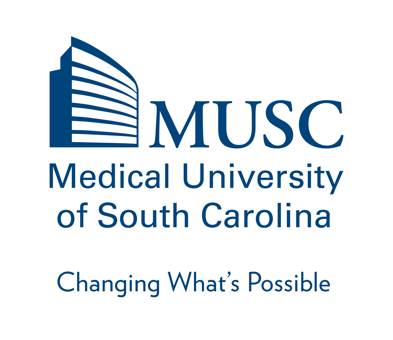 Logo for the Medical University of South Carolina with the tagline - Changing What's Possible