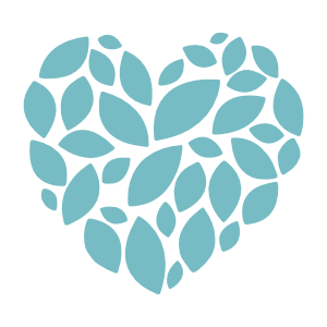 NMVVRC logo image consisting of dark-colored simplied shape of a person with their hands raised surrounded by lighter colored, randomly sized, simple leaf shapes all in the overall shape of a heart.  